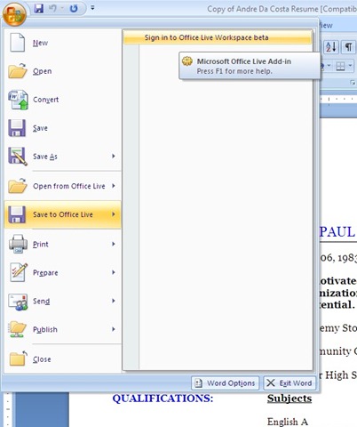 Windows Live Essentials – Integration with Microsoft Office 2007 | Teching  It Easy